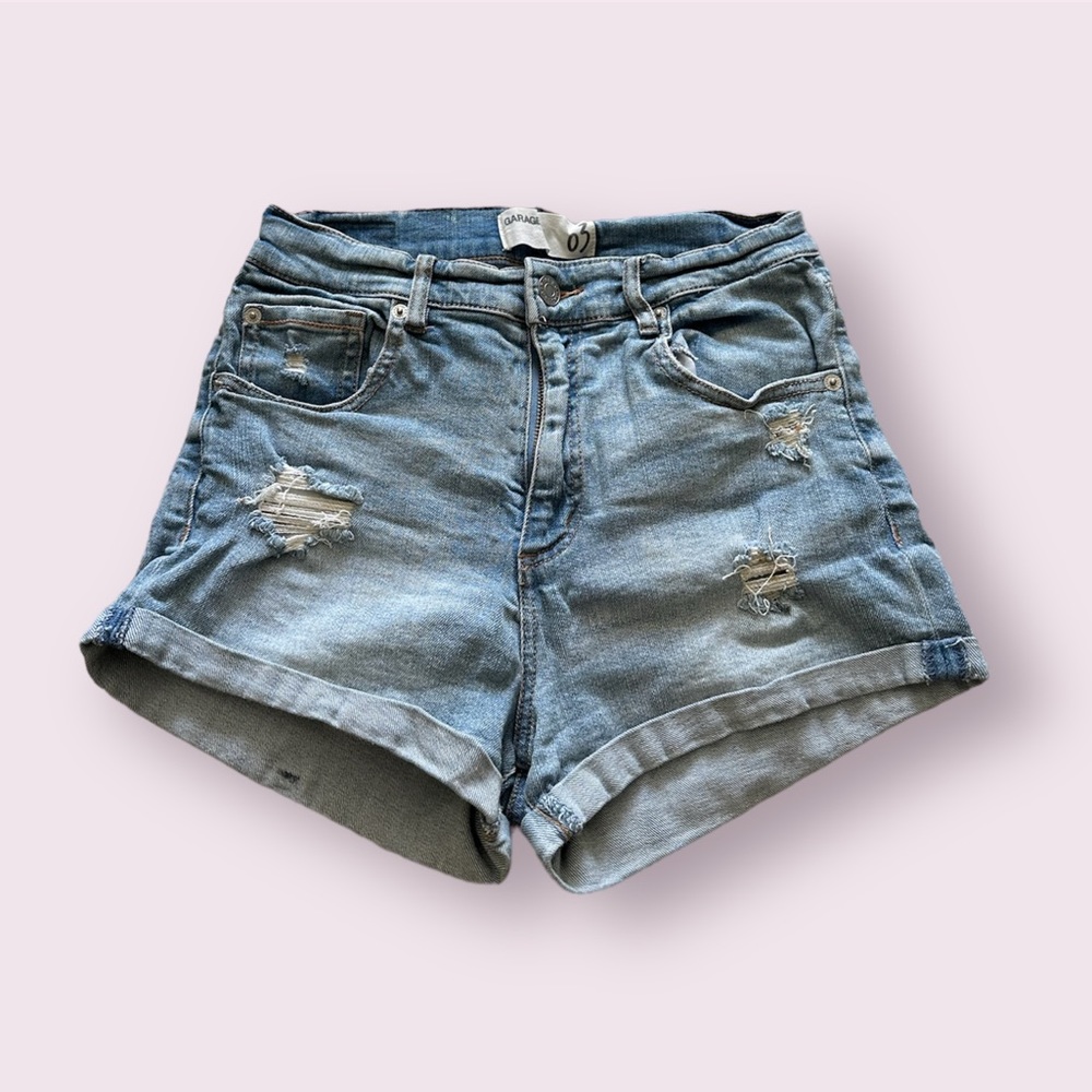 Light Blue high rise Garage Jean shorts
